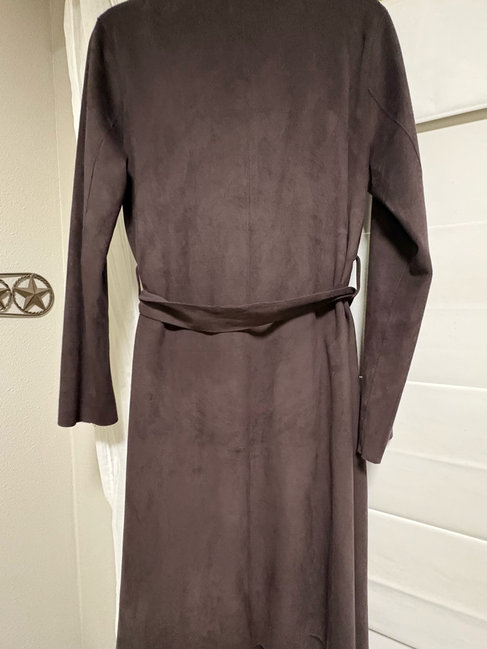 Halogen Brown Suede-Look Open Front Robe Jacket - Picture 3 of 7